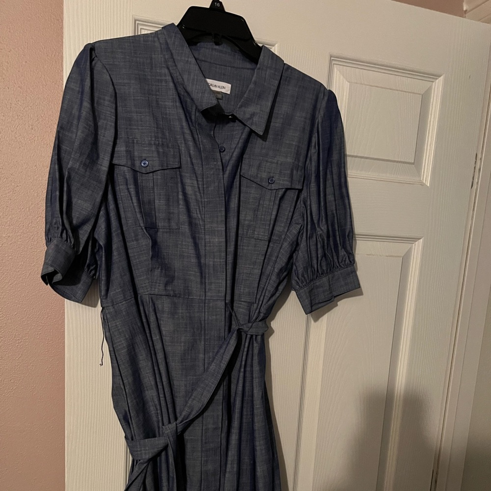 Calvin Klein dark blue shirt dress size 16.